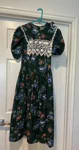ABITO VINTAGE COTTAGECORE JESSICA MCCLINTOCK GUNNE SAX FLOREALE COLLETTO BAVAGLINO TAGLIA 7 - Foto 1 di 11