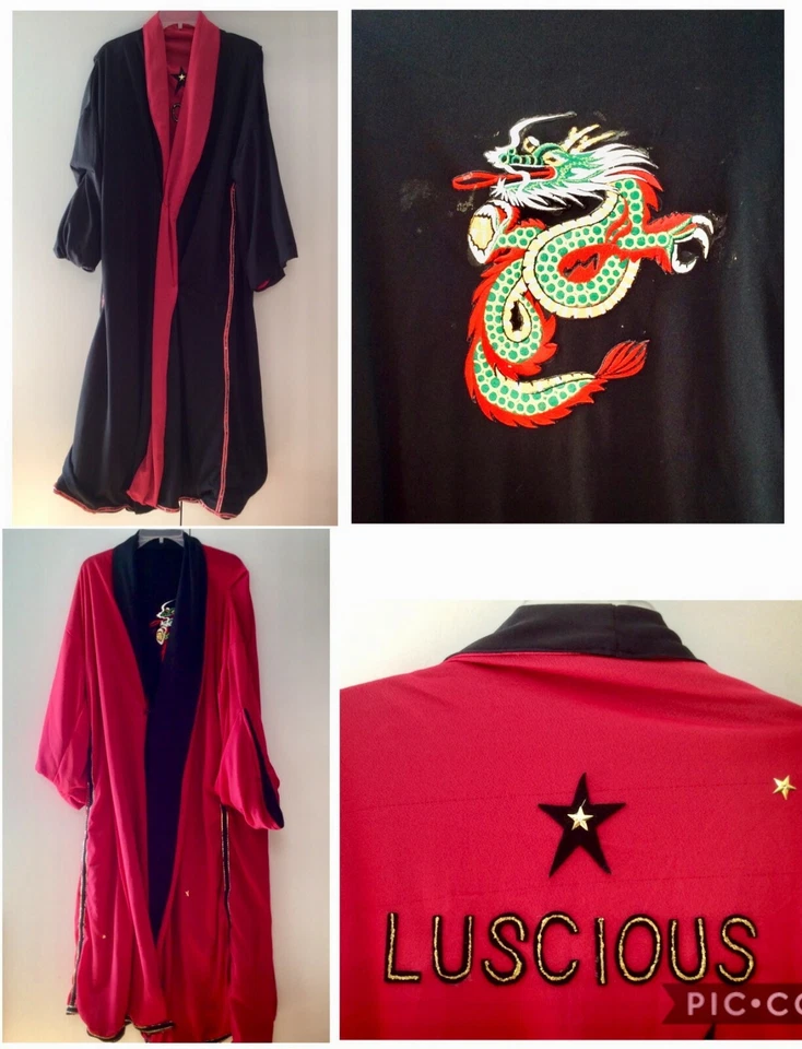 Reversible Black & Red Ring Worn Pro Wrestling Entrance Robe L-XL  (Read Below) - Image 1 of 4