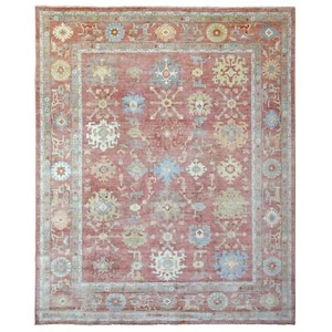 11'10"x14'3" Red Afghan Angora Oushak Wool Hand Knotted Oversized Rug G69899 - Picture 1 of 12