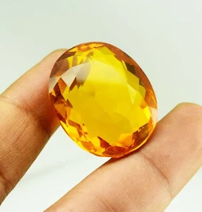 Piedra preciosa facetada corte ovalado amarillo citrino natural enorme tamaño 79,15 quilates certificada - Imagen 1 de 8