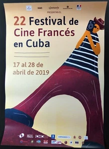FRENCH FILM FESTIVAL IN HAVANA / Glossy Original 2019 CUBAN Poster / FRANCE CUBA - Picture 1 of 5