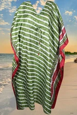 Boho Womans Jade Kaftan Kimono Recycle Silk Resort Wear Loose Maxi Dress Caftan 