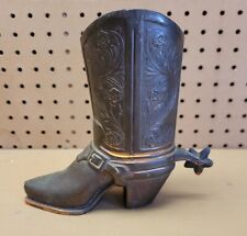 VINTAGE 7 1/2" Tall BRONZE BUCKAROO COWBOY BOOT with SPUR