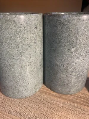 2 jarrones de mármol jardinera/jarrón verde hecho a mano pieza sólida pesada soporte para utensilios Foto 1 de 4