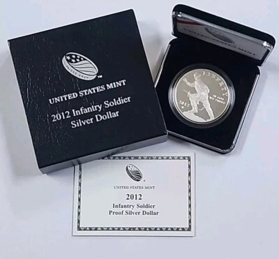 2012-W Infantry Soldier Proof Commemorative Silver Dollar w/ Box & COA - Image 1 of 3