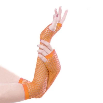 1Pair Fashion Neon Fishnet Fingerless Short Gloves Leg Arm Cuff Party Wear Fancy - Image 1 of 4