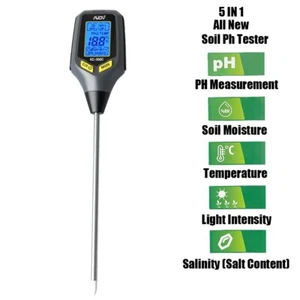 5 in 1 Soil PH Tester Moisture Sunlight Light Test Meter Garden Plant Lawns 300C - Picture 1 of 3