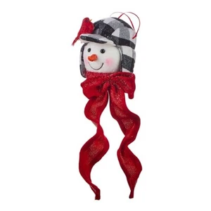 RAZ Imports ~ Cabeza de Muñeco de Nieve de 7" ~ Sombrero a Cuadros de Búfalo y Adorno de Navidad Cardenal ~ Árbol - Imagen 1 de 3