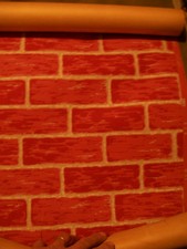 VINTAGE OLD WALL PAPER ROLL PARTLY USED CLASSIC RED BRICK STYLE 