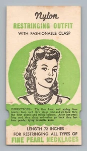 Beautiful Woman Advertisement MCM Nylon Restringing Necklaces Card Ad - Picture 1 of 2