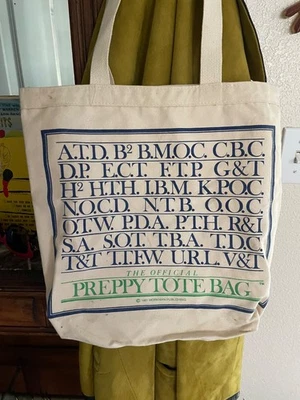 Official Preppy Tote Bag Workman Press 1981 Canvas Double Handles  13 1/2X13 1/4 - Image 1 of 4