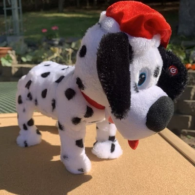 Gemmy Industries DALMATION DOG Christmas Santa Cap DANCING to Jingle Bells 8" - Image 1 of 4