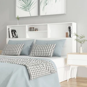 Wooden Headboard with Bed Storage Shelf Rack Head Bedhead White Queen Size 160cm - Picture 1 of 8
