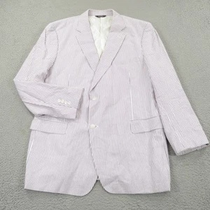 Paul Fredrick Blazer Mens 50L Seersucker Striped Purple White Sport Coat Jacket - Picture 1 of 21