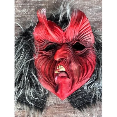 Máscara Diablo Rojo De Colección Peludo Cuernos Halloween Disfraz Fiesta Prop Mal Foto 1 de 4