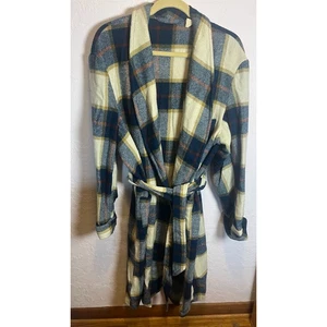 Vintage 60s Wool Blanket Robe Plaid Men’s Lounge Smoking Size XL - Picture 1 of 5