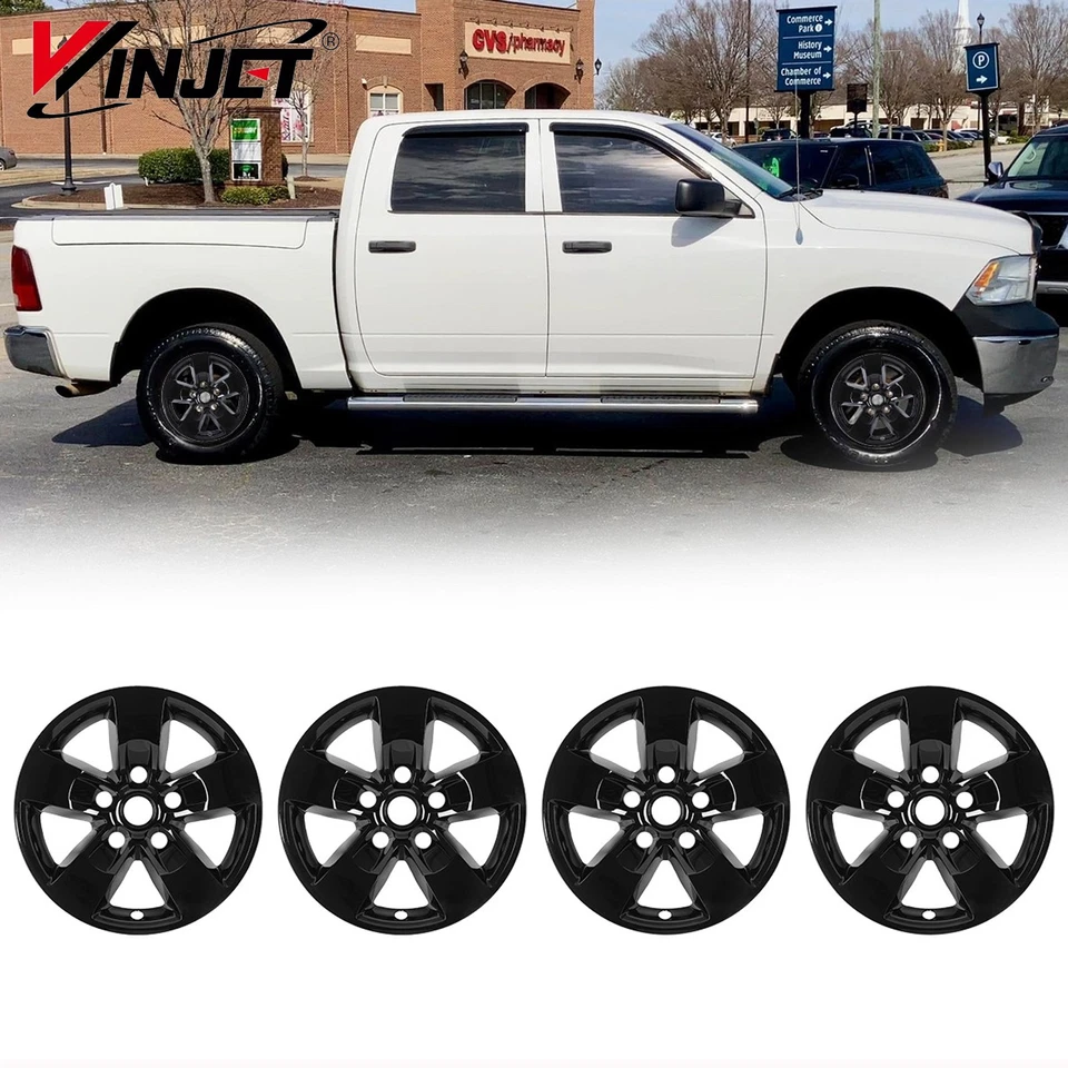 17" Set of 4 Hub Caps Full Rim Wheel Covers Black for 2013-2018 DODGE RAM 1500 - Изображение 1 из 4