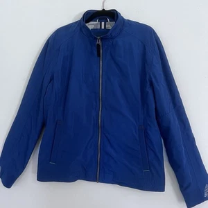MINT! COLE HAAN Man M Medium Blue LIGHT WEIGHT ALL WEATER JACKET FRONT ZIP - Picture 1 of 7