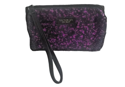 Bolso Muñequera Victoria Secret Maquillaje/Moneda Logo Negro y Púrpura Borde de Cuero Foto 1 de 4