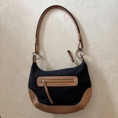 Beautiful Maxx New York Women's Shoulder Bag Purse Canvas Leather Black/tan - Image 1 of 4