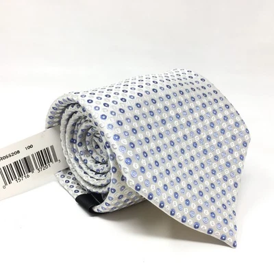 Новый Donald J Trump коллекции широкий галстук белый синий геометрический шелк ручной работы - Изображение 1 из 4