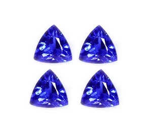 Natural Blue Tanzanite 8-10 Cts Loose Gems Certified 4 Pcs Lot Trillion Cut WT24 - Picture 1 of 10