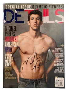 Revista Michael Phelps Juegos Olímpicos de Estados Unidos firmada por detalles autografiados con certificación BAS - Imagen 1 de 3