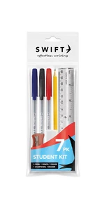 7 Piece Student Set Stationery Back To School Pens Pencil Ruler Eraser Sharpener - Picture 1 of 1