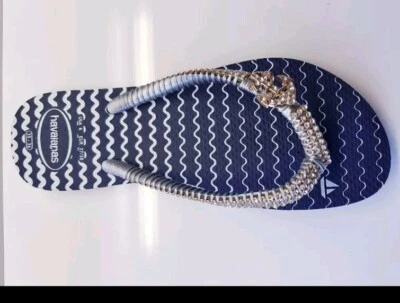 Women's Havaianas Blue Navy Marine colour customized hand made UK size 4 & 6 - Image 1 of 4