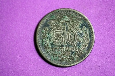 1907 - MEXICO 50 CENTAVOS CAP & RAYS COIN! #J28994 - Image 1 of 2