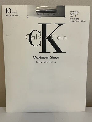 CK Calvin Klein Maximum Sheer Sexy Sheerness Control Top #770 Sz 3 SLATE 10 Den - Image 1 of 4