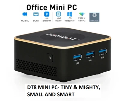 DT8 Mini PC Intel N100 Windows 11 DDR4 16G/512GB WIFI5 1000M LAN-BLACK - Image 1 of 4