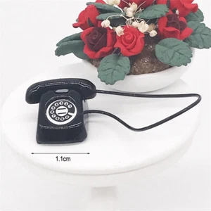 Vintage Desk Phone Dial Telephone Dollhouse Miniature Home Decor 1:12 Scaled Toy - Picture 1 of 10