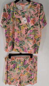 Power 2 The Flower Womens 2 Piece Pajama Set Top Shorts Set Floral Size Large - Picture 1 of 5