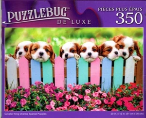 Cavalier King Charles Spaniel Puppies - 350 Pieces Deluxe Jigsaw Puzzle - Picture 1 of 1