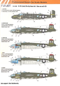 1/144 Decals: B-25 Mitchells "Late" Pinup Nose Art [USAAF] #144-006 : FOXBOT - Picture 1 of 2