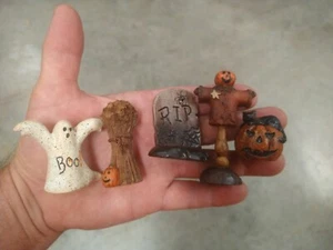5 Spooky Whimsical Hand Painted Resin Halloween Figures Salem Collection - Picture 1 of 6