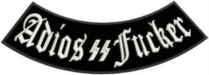 ADIOS SS weiß auf schwarz Bügelbild unten Rocker großer Patch für Jacke Weste - Bild 1 von 2