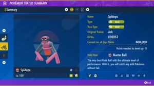 Pokemon Escarlata y Violeta PSV - Brillante 6IV Max EV Spidops + Master Ball - Imagen 1 de 3