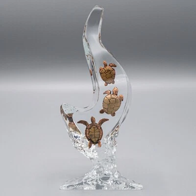 Robert Wyland "Sea Turtle Realm" Acrílico Lucite Escultura 9 5/8" 892/2000 Foto 1 de 4