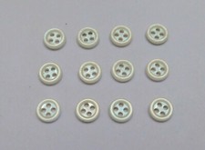 Set 12 Vintage Pastel Aqua Peach Iridescent Shell Buttons Tiny 5/16" 4-Hole Flat