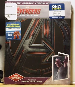 NEW AVENGERS AGE OF ULTRON 3D+2D BLU-RAY-HD ULTRAVIOLET STEELBOOK VISION! SEALED - Picture 1 of 3