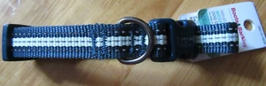 Botas y ladrido reflectante azul M cuello para perro nuevo con etiquetas clip y broche adicional 10-16" cuello 50 lb - Imagen 1 de 4
