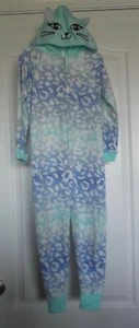 GIRLS SO ONE PIECE ZIP UP PAJAMAS WITH HOOD - CAT FACE - SIZE 4 - NWT - Picture 1 of 6