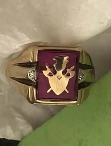 10KT YELLOW GOLD MEN VINTAGE RING WITH RED AGATE SIZE 11.5 Solid weight 7.5 Fine - Picture 1 of 14