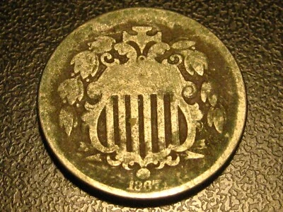 1867 Shield Nickel MAJOR ERROR REVERSE DIE CRACK FROM D IN UNITED TO EN IN CENTS - Image 1 of 4
