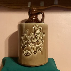 COOKIE JUG Cookie Jar 11" Brown Ceramic Art Pottery Crock, Vintage - Picture 1 of 17