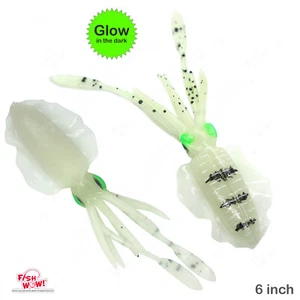 2 piezas Falda de calamar caza de pesca de 6 pulgadas señuelo pulpo 3D ojo chartreuse brillo - Imagen 1 de 12