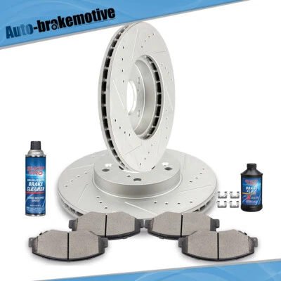 Front Brake Rotors Ceramic Pads Drilled Slotted For 2002 03 04 Honda CR-V EX LX - Image 1 of 4