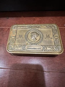 PRINCESS MARY CHRISTMAS 1914 ANTIQUE BRASS GIFT BOX WWI W/ XMAS CARD + PHOTO - Picture 1 of 9